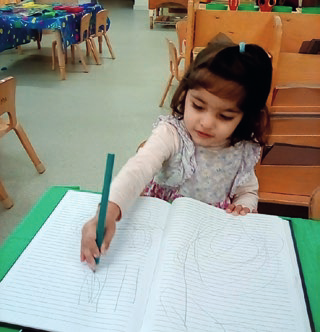 A child practising writing